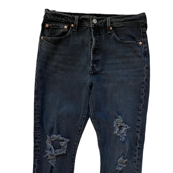 Levis Premium 501 Skinny Size 29 Wild Bunch Dark Wash Distressed Revolve - Picture 3 of 11